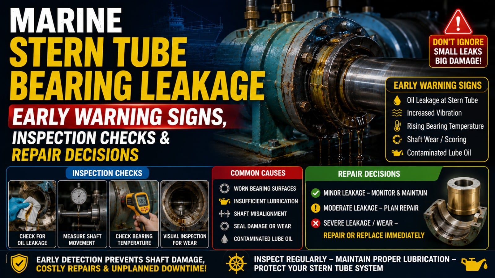 Marine Stern Tube Bearing Leakage: Early Warning Signs, Inspection Checks & Repair Decisions